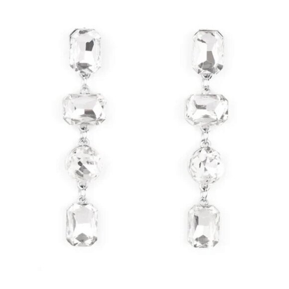 Paparazzi Jewelry Accessories - Cosmic Heiress - White Earrings - Vintage - Picture 2 of 4